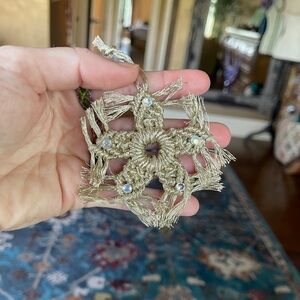 2 Handmade Macramé Rope Snowflake Ornaments